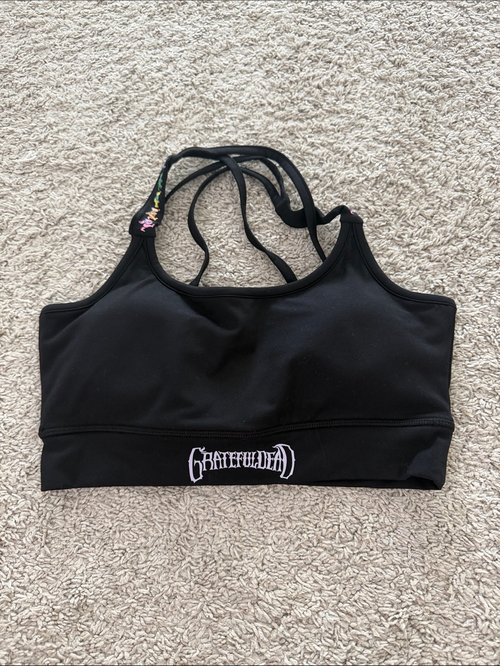 Grateful Dead Black Logo Strappy Sports Bralette